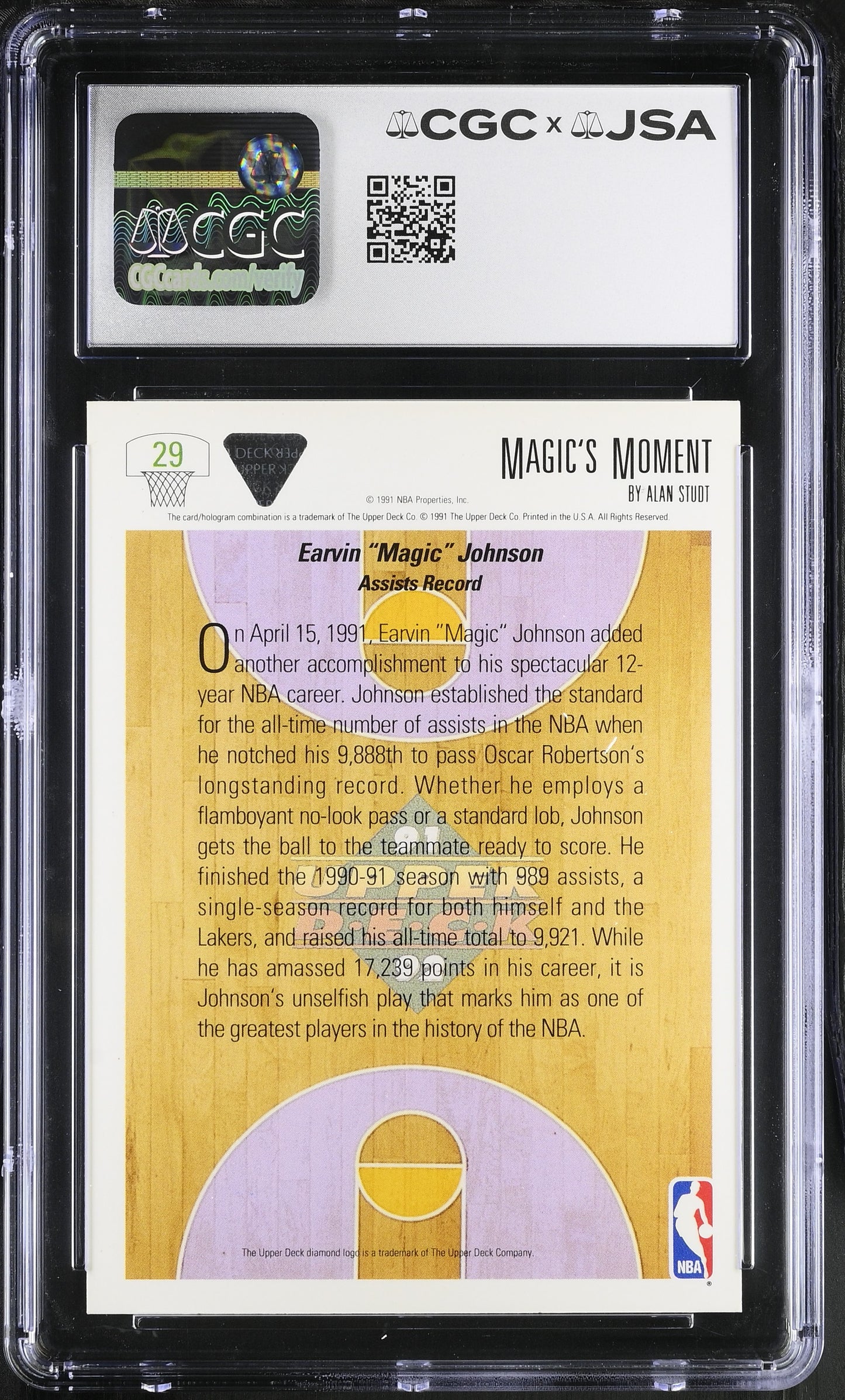 Magic Johnson 1991-92 Upper Deck Signed/Autographed Card #29 CGC x JSA BA206510