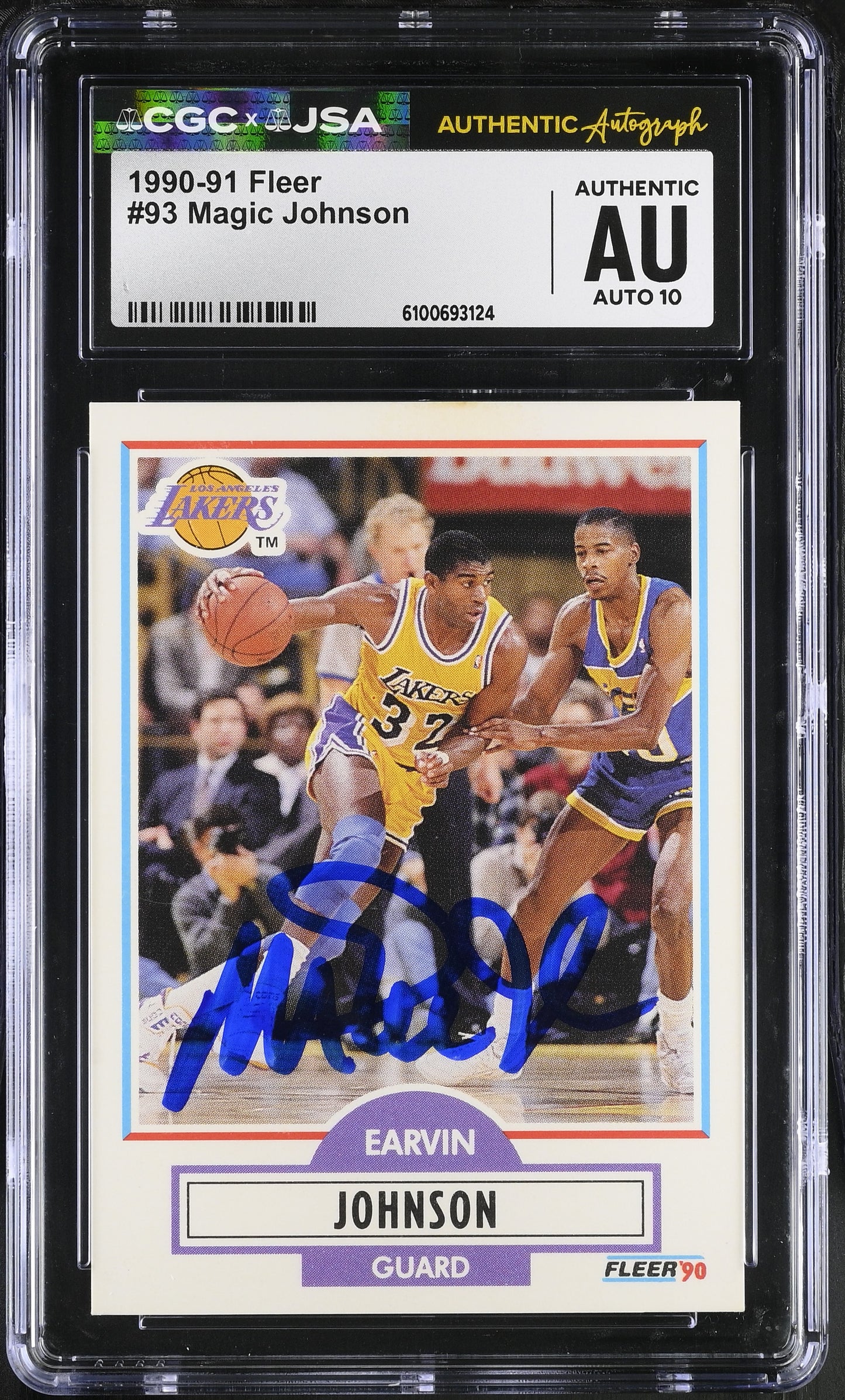 Magic Johnson 1990-91 Fleer Signed/Autographed Card #93 CGC x JSA 10 BA206512