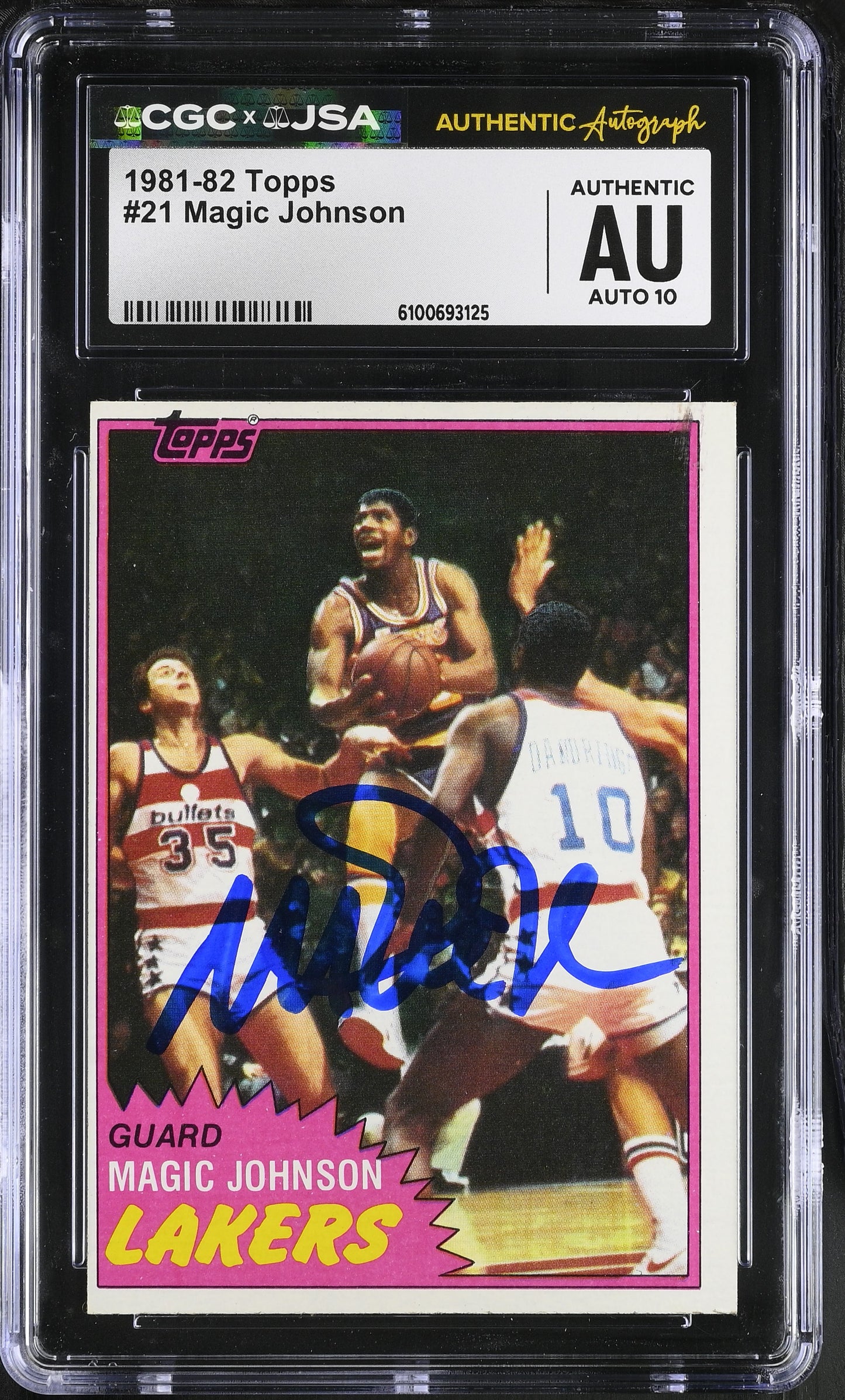 Magic Johnson 1981-82 Topps Signed/Autographed Card #21 CGC x JSA 10 BA206513