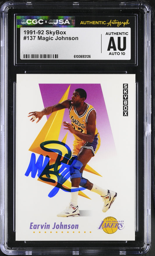 Magic Johnson 1991-92 Skybox Signed/Autographed Card #137 CGC x JSA 10 BA206514