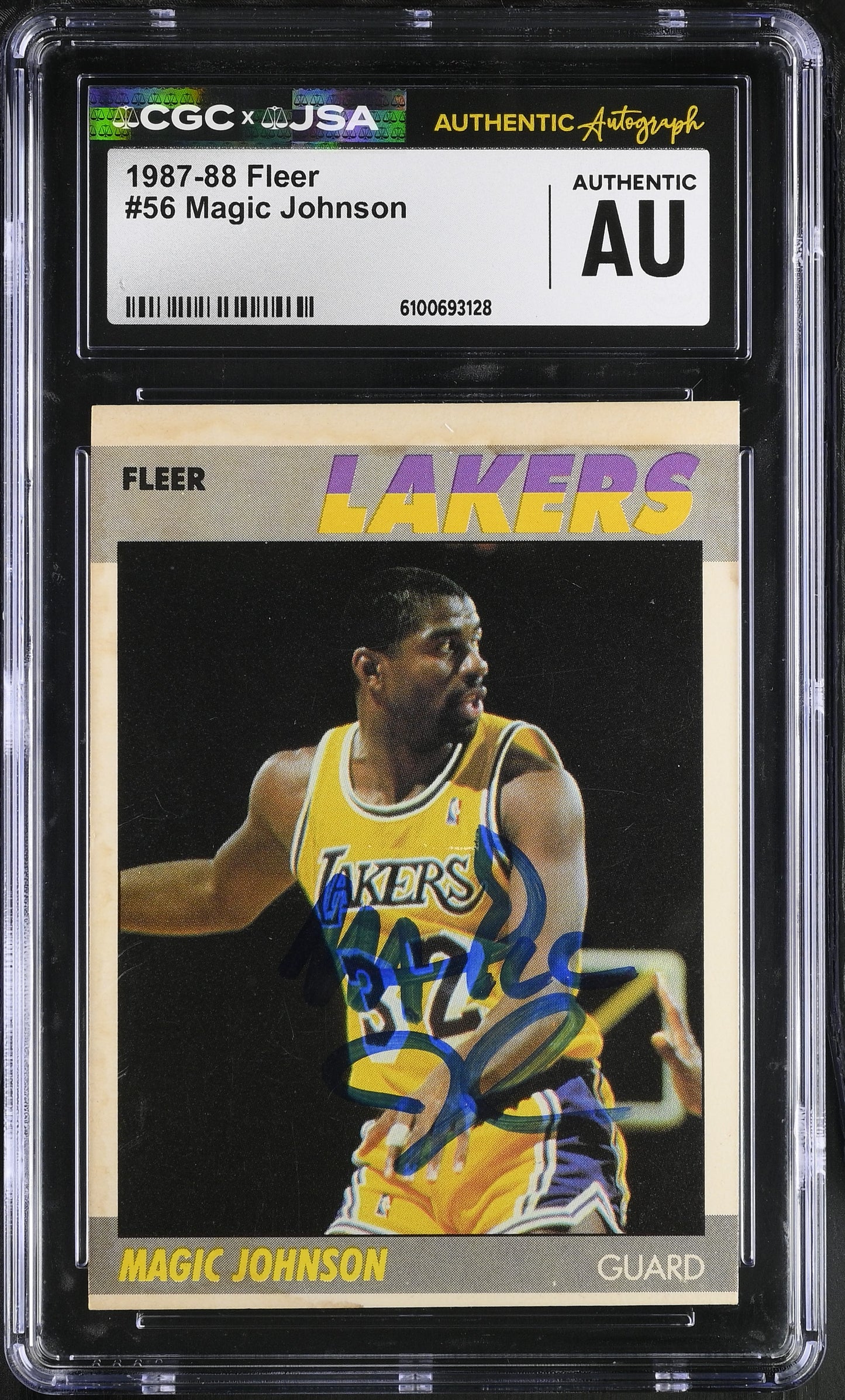 Magic Johnson 1987-88 Fleer Signed/Autographed Card #56 CGC x JSA BA206516