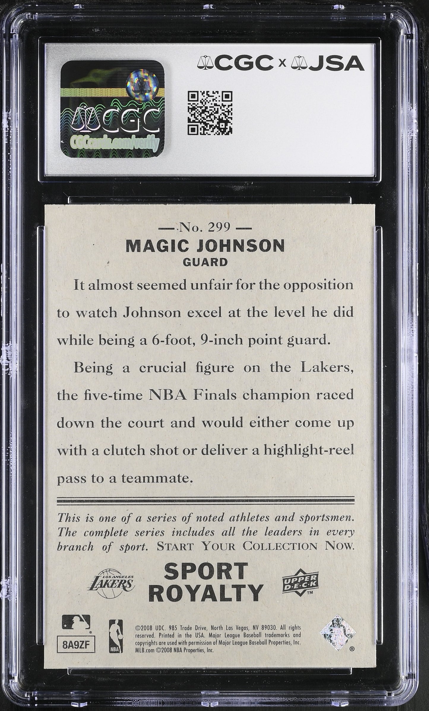 Magic Johnson 2008-09 Upper Deck Goudey Signed/Auto Card #299 CGC x JSA BA206517