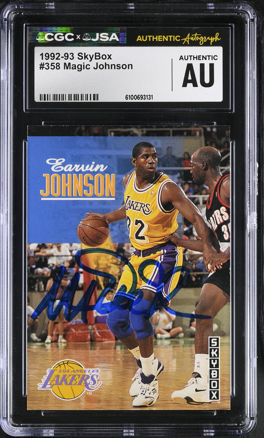 Magic Johnson 1992-93 Skybox Signed/Autographed Card #358 CGC x JSA BA206519