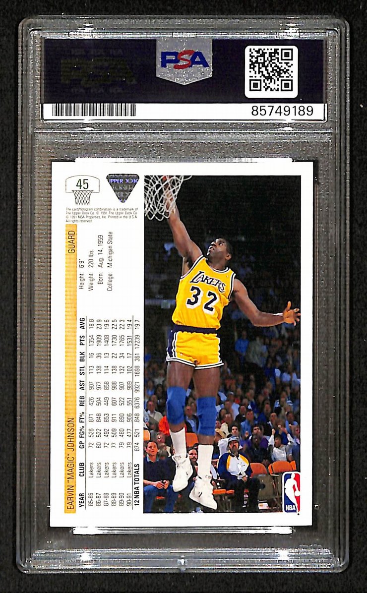 Magic Johnson 1991-92 Upper Deck Signed/Autographed Card #45 PSA/DNA 10 BA205853