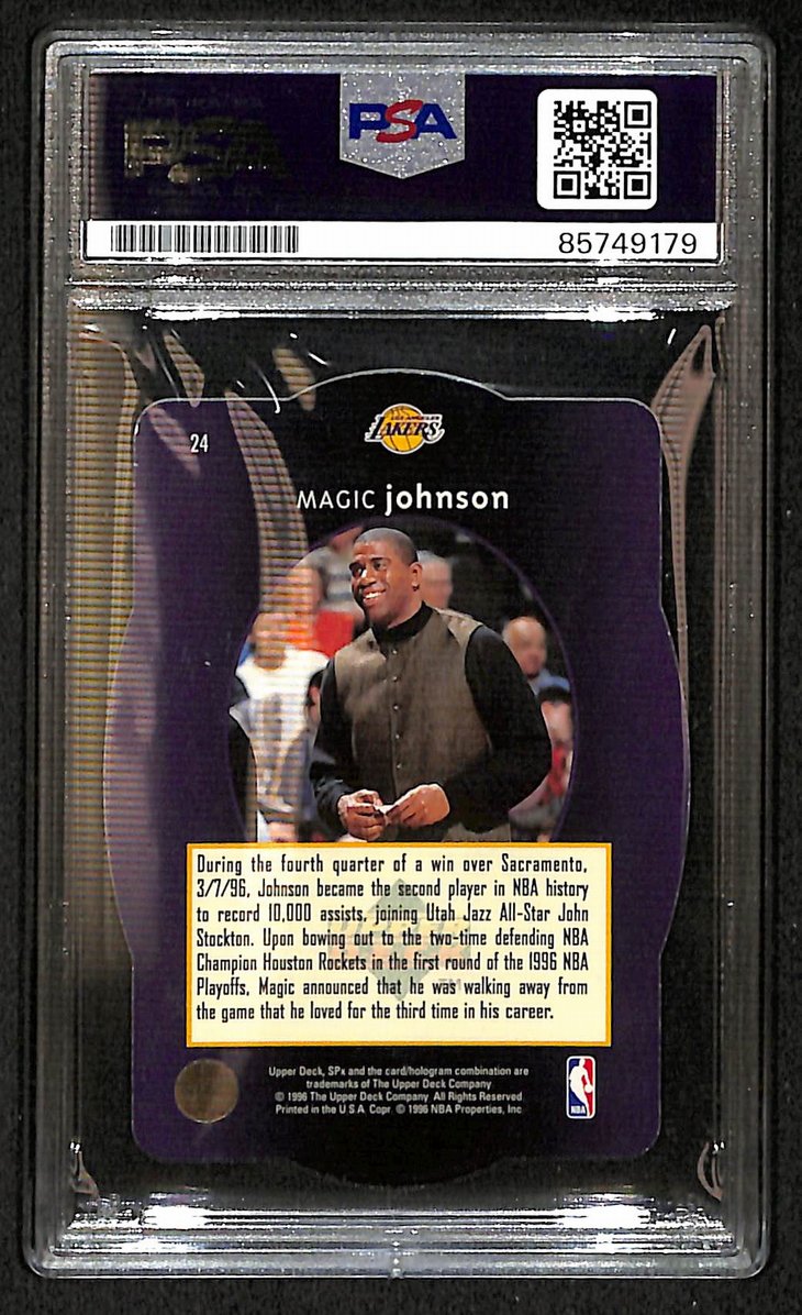 Magic Johnson 1996-97 Upper Deck SPX Signed/Auto Card #24 PSA/DNA 10 BA206351