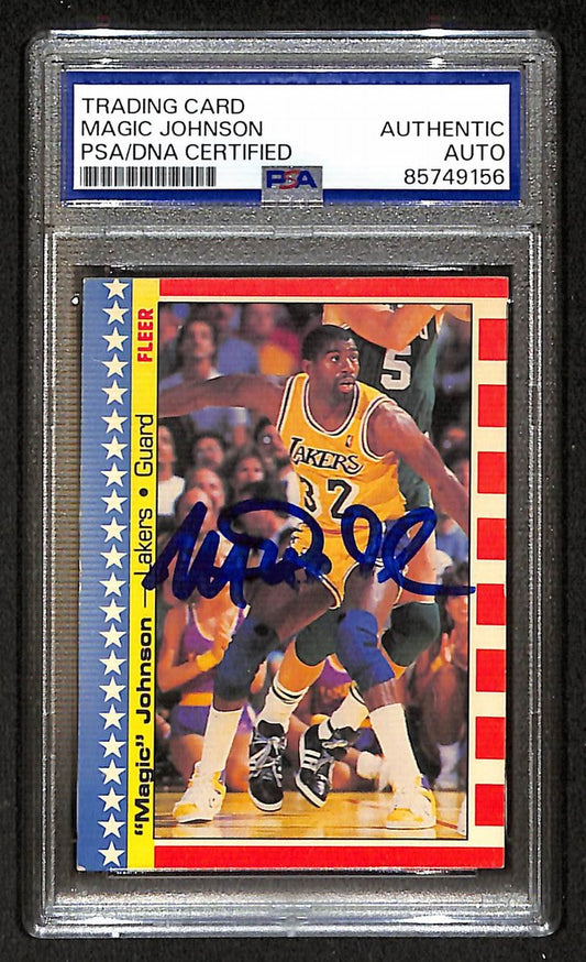 Magic Johnson 1987-88 Fleer Stickers Signed/Auto Card #1 PSA/DNA  BA206352