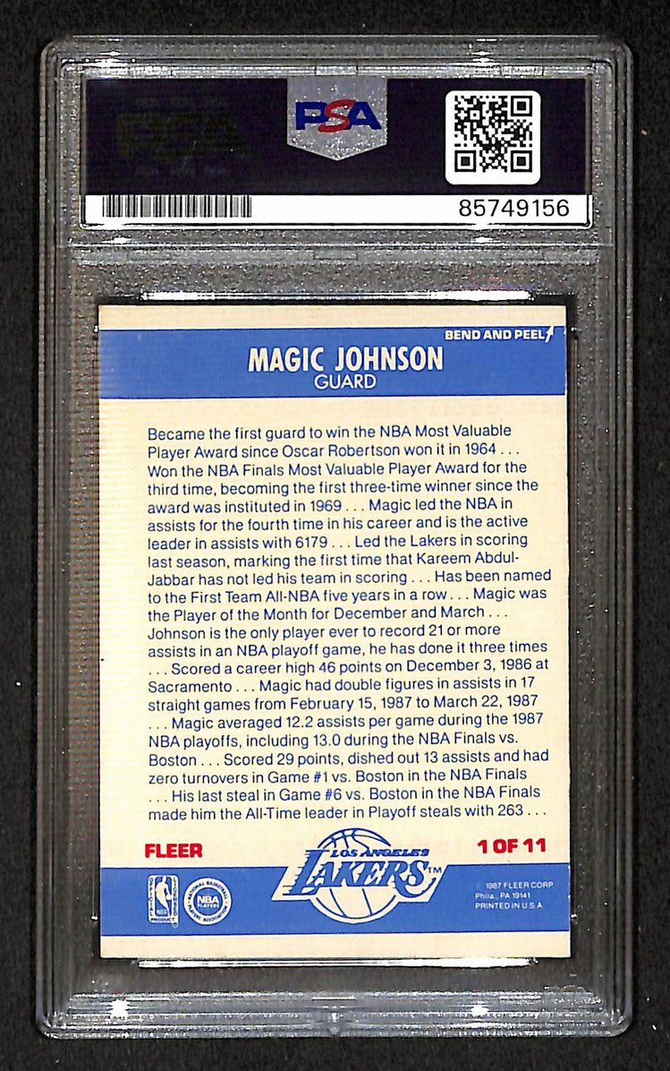Magic Johnson 1987-88 Fleer Stickers Signed/Auto Card #1 PSA/DNA  BA206352