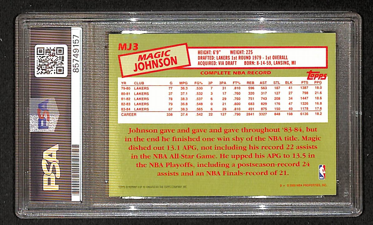 Magic Johnson 2000-01 Topps Signed/Autographed Card #MJ3 PSA/DNA  BA206353