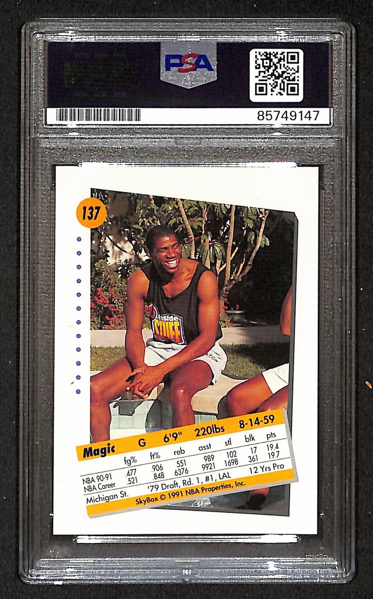 Magic Johnson 1991-92 Skybox Signed/Autographed Card #137 PSA/DNA  BA206354