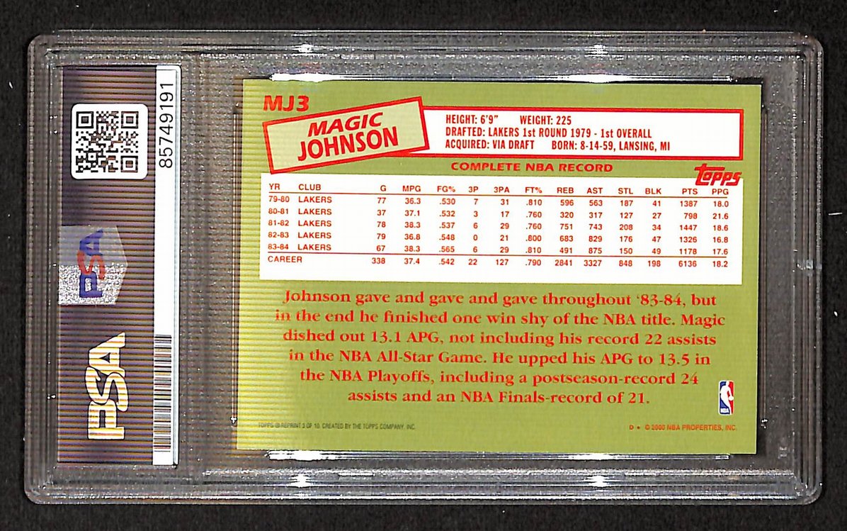 Magic Johnson 2000-01 Topps Signed/Autographed Card #MJ3 PSA/DNA  BA206358