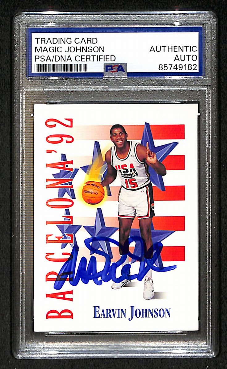 Magic Johnson 1991-92 Skybox Signed/Auto USA Card #533 PSA/DNA  BA206362