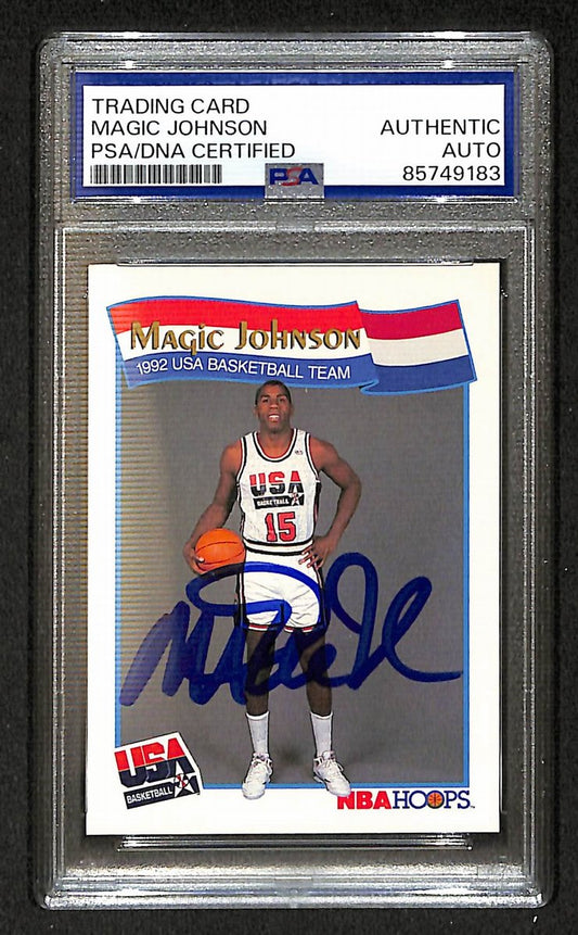 Magic Johnson 1991-92 Hoops Signed/Autographed USA Card #54 PSA/DNA  BA206363