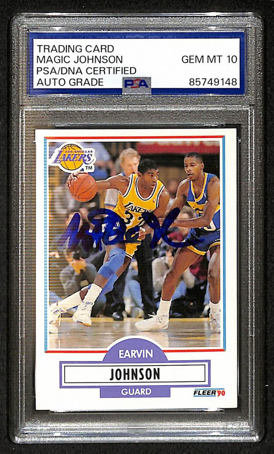Magic Johnson 1990-91 Flleer Signed/Autographed Card #93 PSA/DNA 10 BA206367