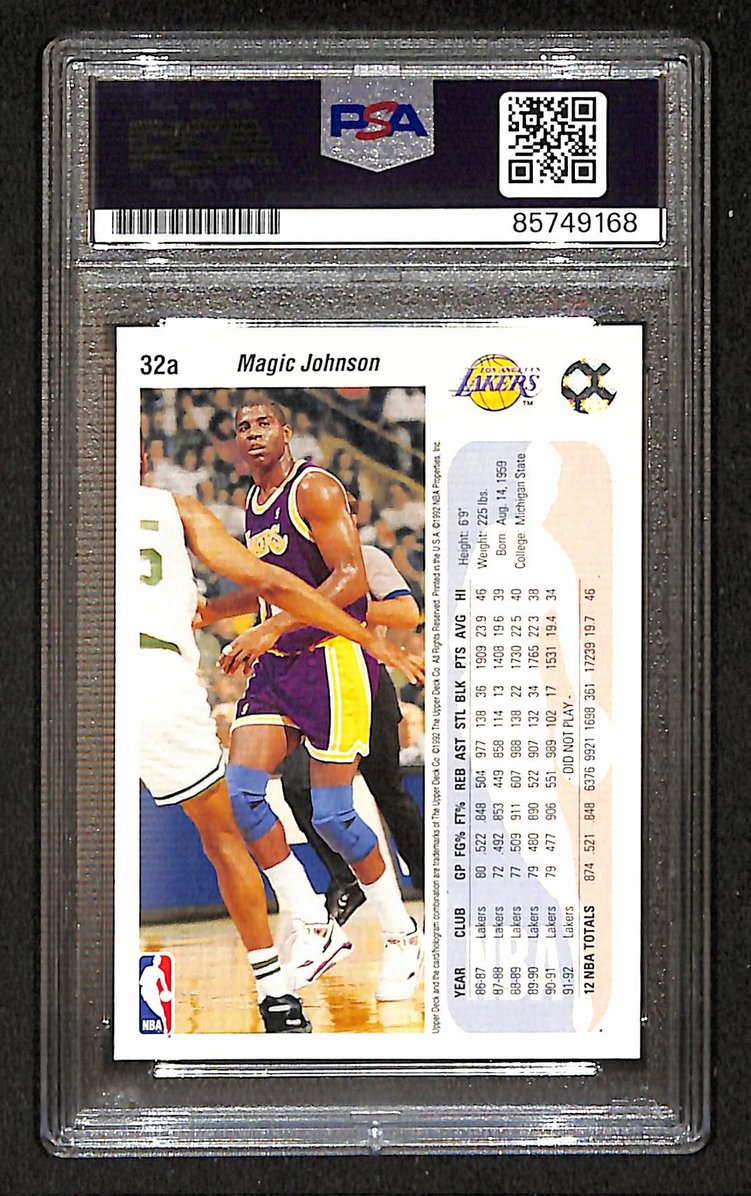 Magic Johnson 1992-93 Upper Deck Signed/Auto Card #32a PSA/DNA 10 BA206373