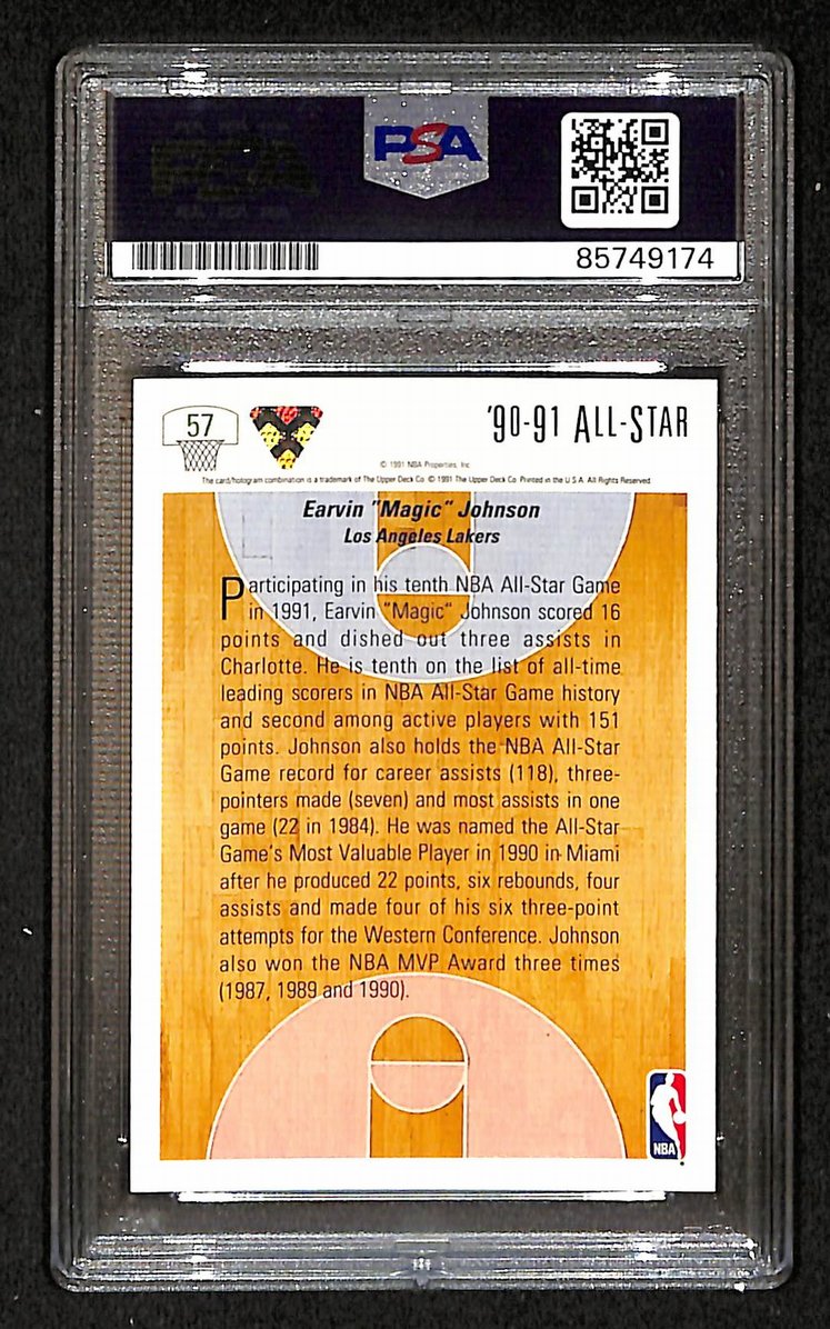 Magic Johnson 1991-92 Upper Deck Signed/Autographed Card #57 PSA/DNA 10 BA206376