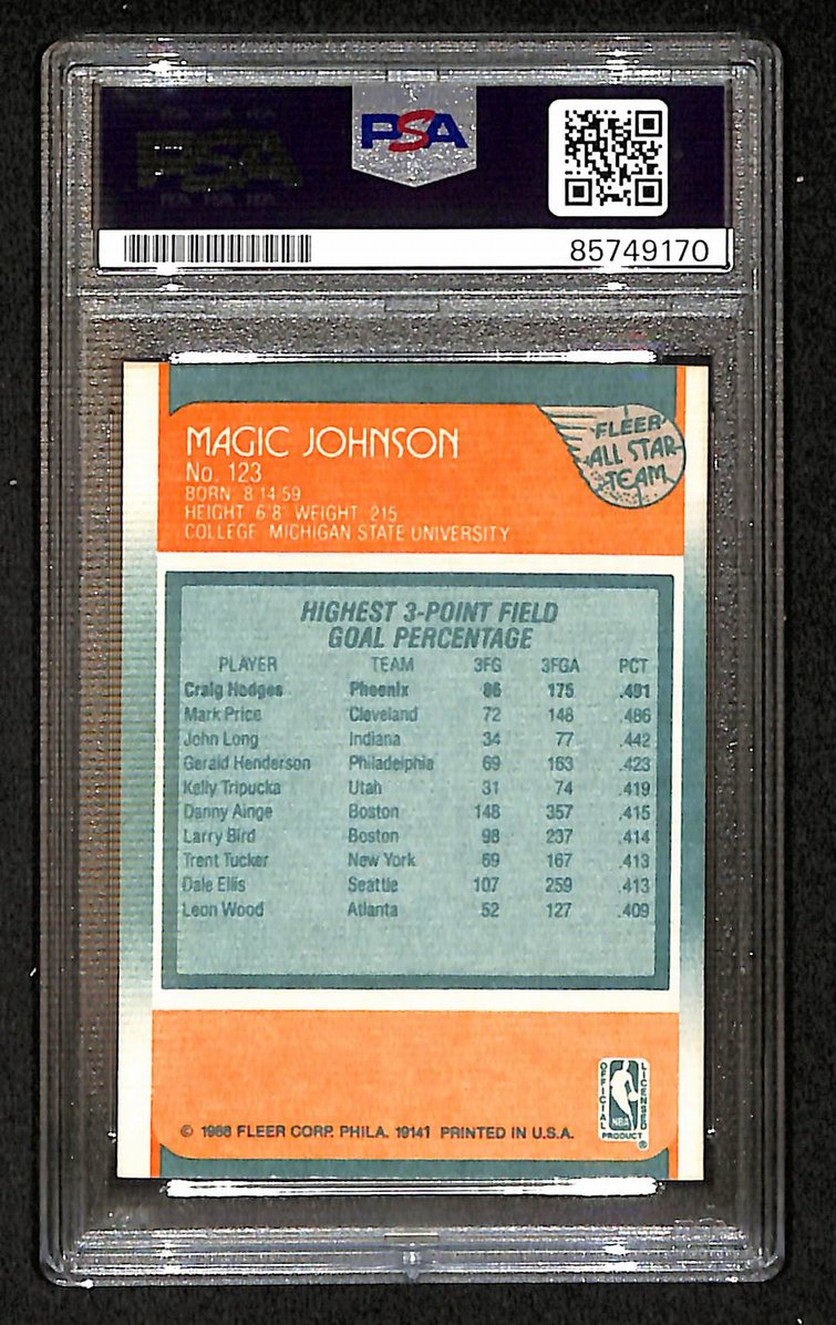 Magic Johnson 1988-89 Fleer Signed/Autographed Card #123 PSA/DNA 10 BA206379