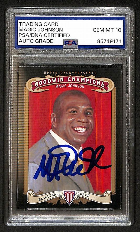 Magic Johnson 2012 Upper Deck Goodwin Signed/Auto Card #5 PSA/DNA 10 BA206380