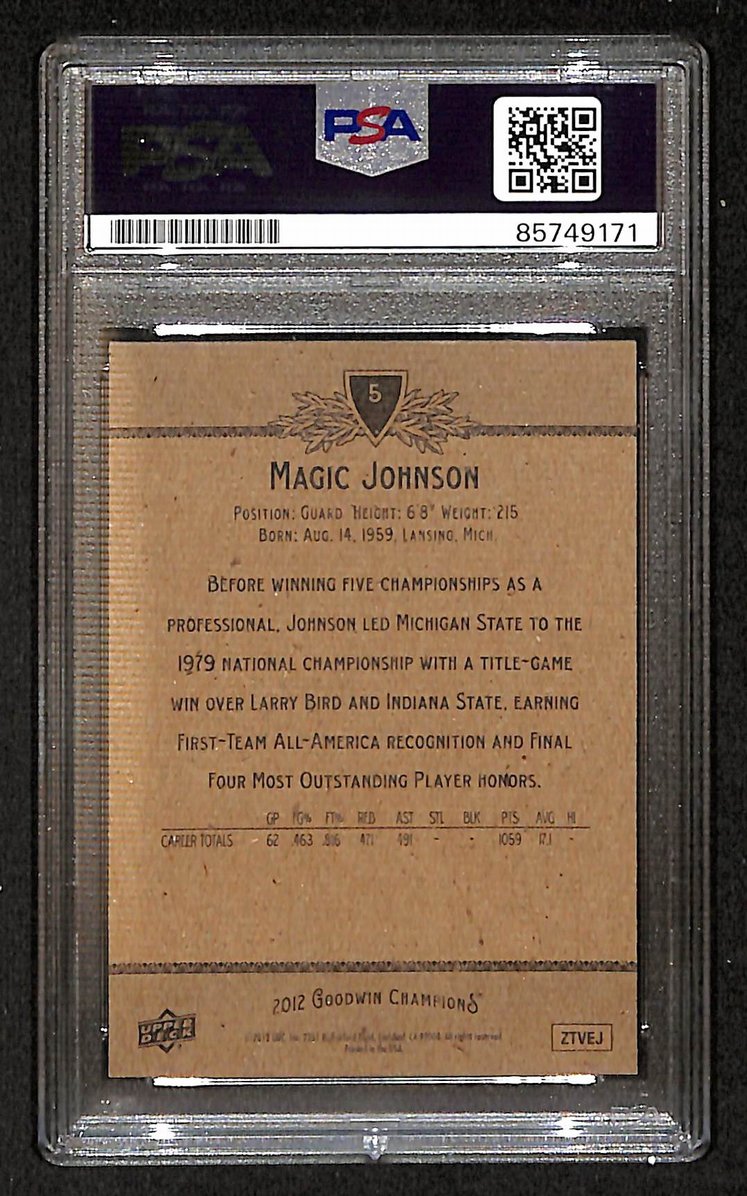 Magic Johnson 2012 Upper Deck Goodwin Signed/Auto Card #5 PSA/DNA 10 BA206380