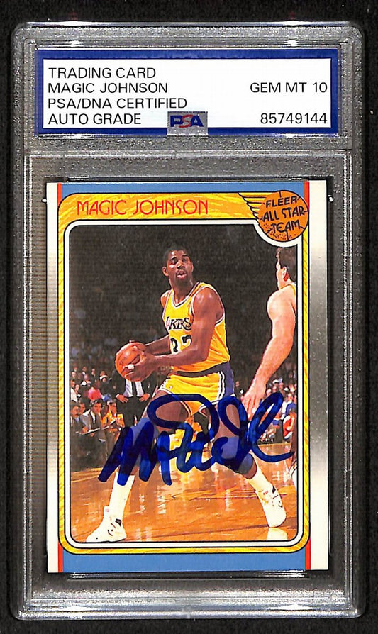 Magic Johnson 1988-89 Fleer Signed/Autographed Card #123 PSA/DNA 10 BA206381