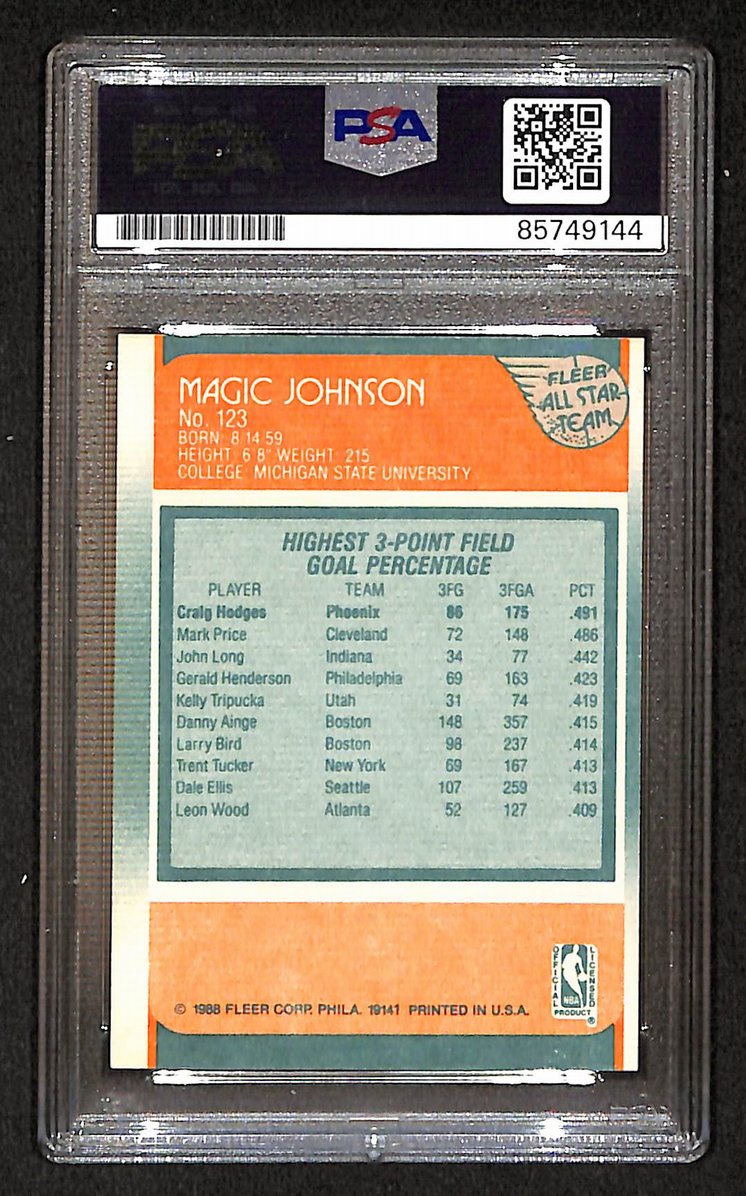 Magic Johnson 1988-89 Fleer Signed/Autographed Card #123 PSA/DNA 10 BA206381