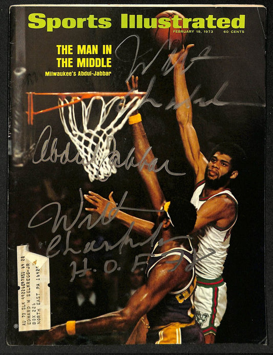 Wilt Chamberlain & Abdul Jabbar Signed 1973 Sports Illustrated PSA/DNA