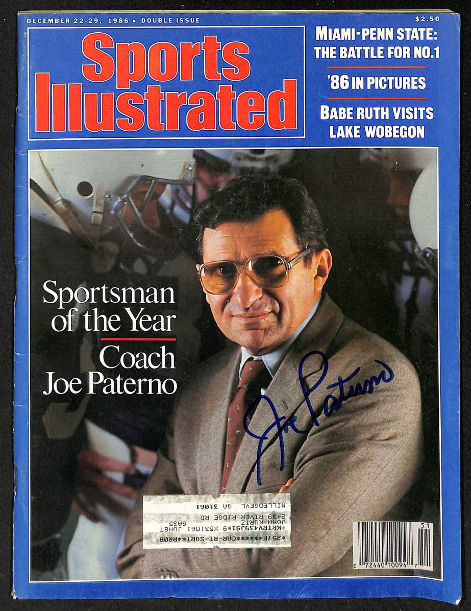 Joe Paterno Penn State Signed/Auto 1986 Sports Illustrated PSA/DNA
