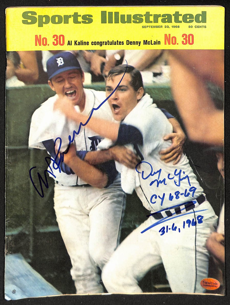 Denny McLain Al Kaline Signed 1968 Sports Illustrated No Label PSA/DNA