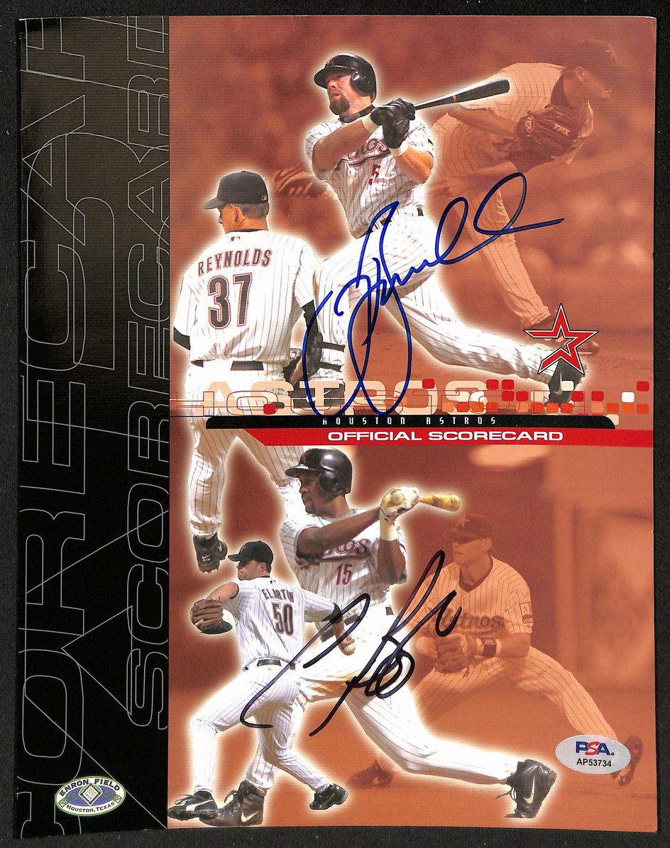 Craig Biggio & Jeff Bagwell Astros Signed/Autographed Scorecard PSA/DNA