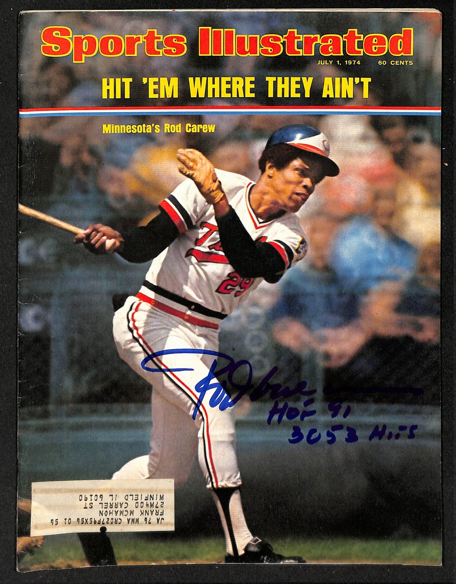 Rod Carew HOF Signed 1974 Sports Illustrated Duel Inscriptions PSA/DNA