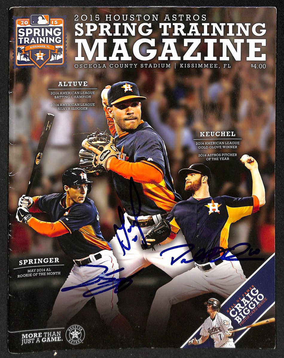 Altuve Keuchel Springer Signed 2015 Astros Spring Training Program PSA/DNA