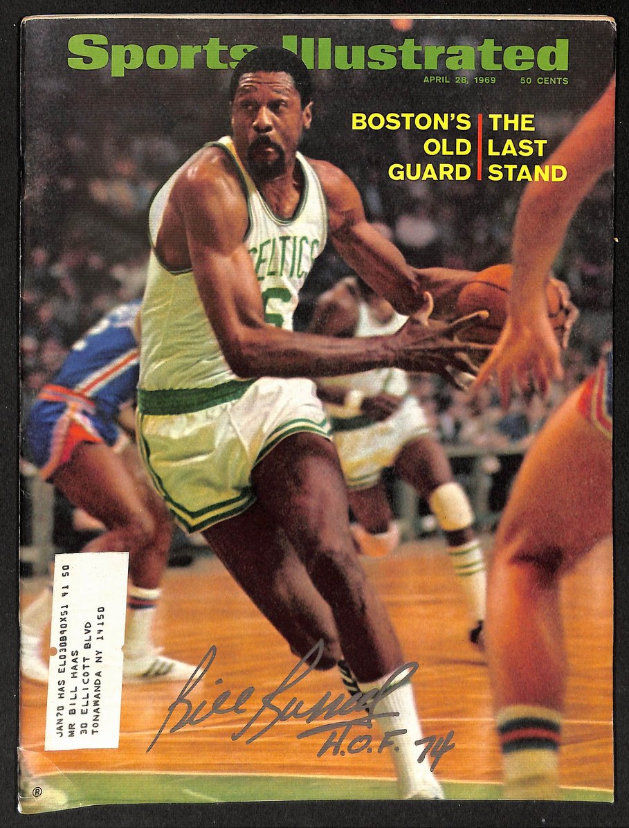 Bill Russell Celtics HOF 74 Signed 1969 Sports Illustrsted PSA/DNA