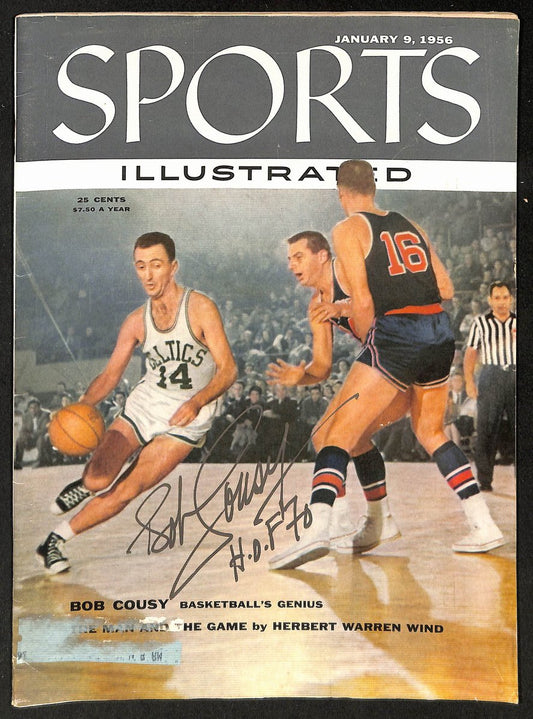 Bob Cousy HOF 70 Signed 1956 Sports Illustrsted 1st cover PSA/DNA