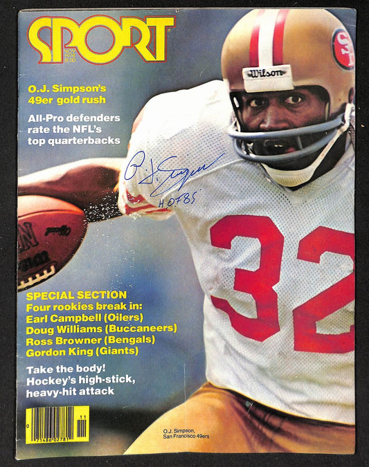 O.J. Simpson HOF 85 Signed/Autographed 1978 Sport Magazine JSA
