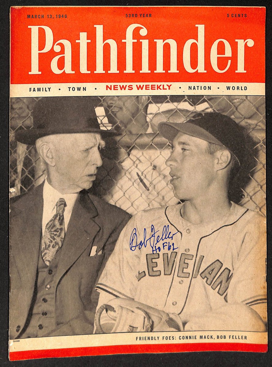 Bob Feller HOF 62 Signed/Autographed 1946 Pathfinder Magazine JSA