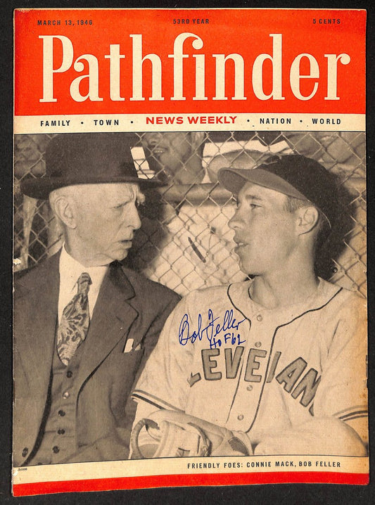 Bob Feller HOF 62 Signed/Autographed 1946 Pathfinder Magazine JSA