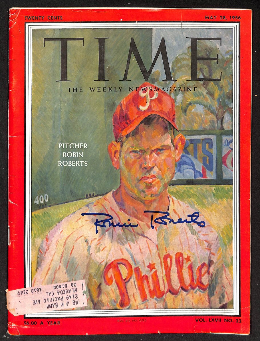 Robin Roberts Phillies Signed/Autographed 1956 TIME Magazine JSA
