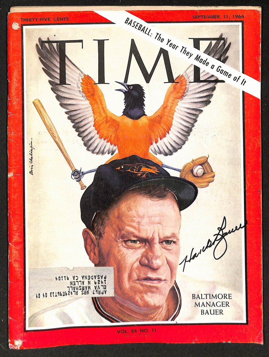 Hank Bauer Orioles Signed/Autographed 1964 TIME Magazine JSA