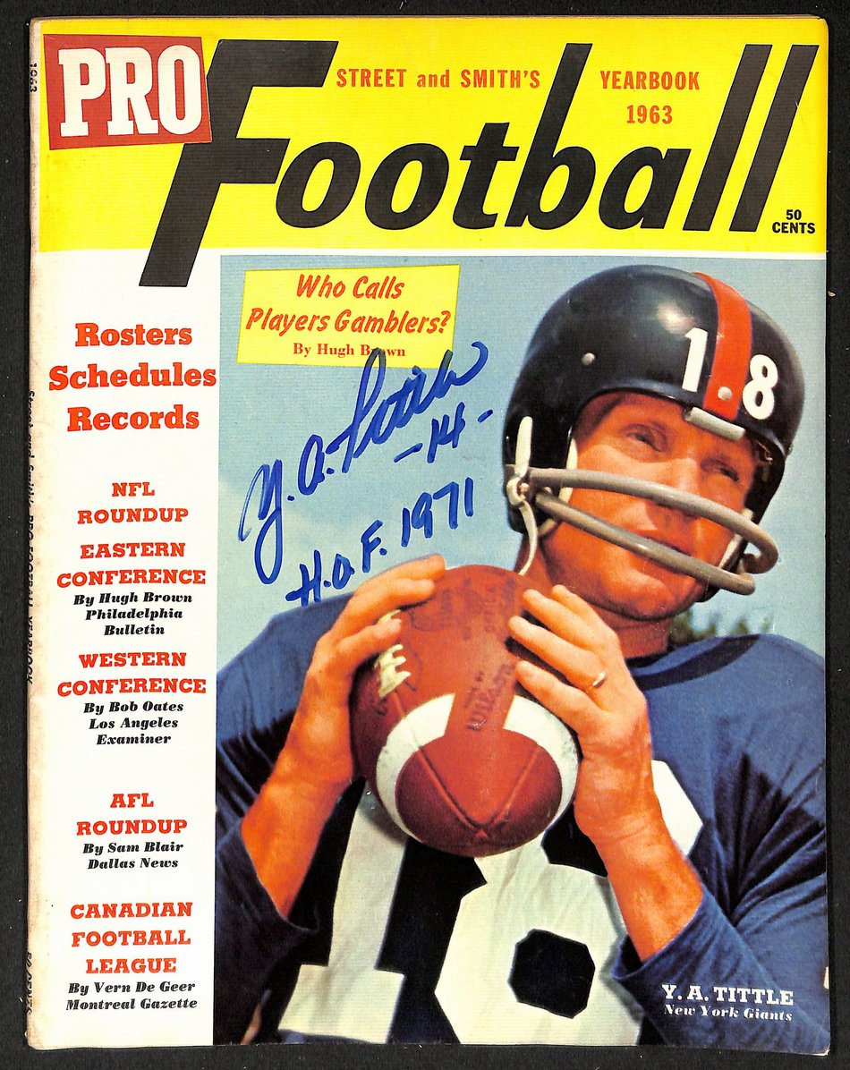 Y.A. Tittle Giants HOF 1971 Signed 1963 Street & Smith's Yearbook JSA