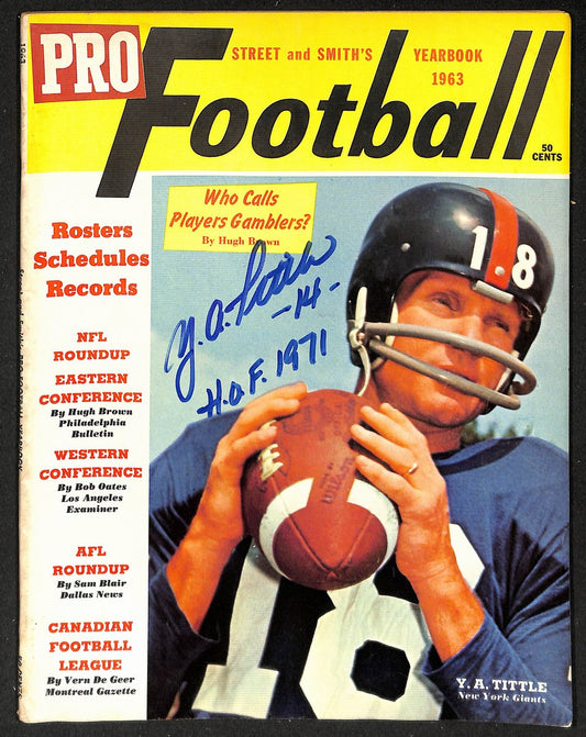 Y.A. Tittle Giants HOF 1971 Signed 1963 Street & Smith's Yearbook JSA