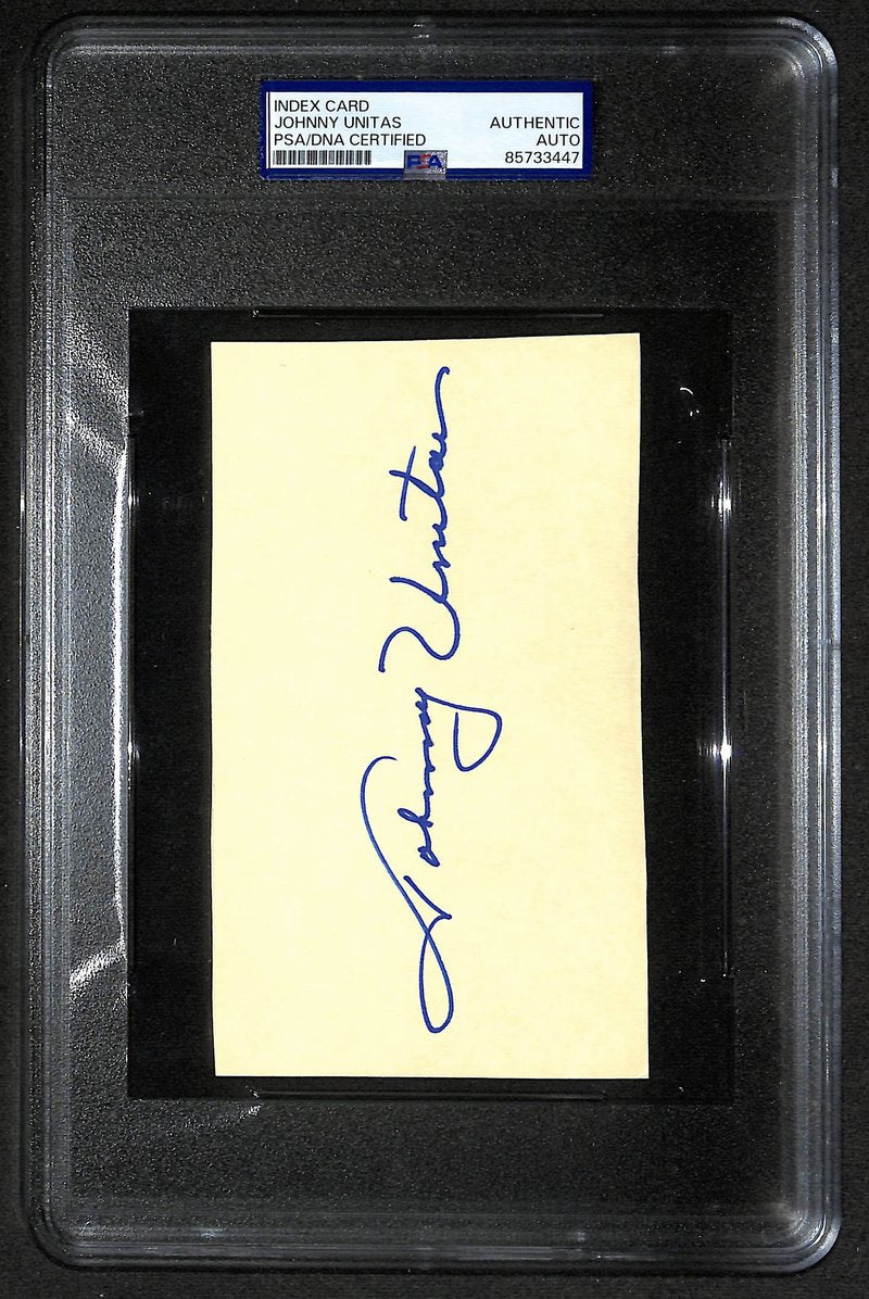 Johnny Unitas HOF Signed/Auto 6x3.5 Card Baltimore Colts PSA/DNA 205859