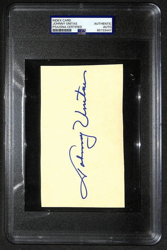 Johnny Unitas HOF Signed/Auto 6x3.5 Card Baltimore Colts PSA/DNA 205859