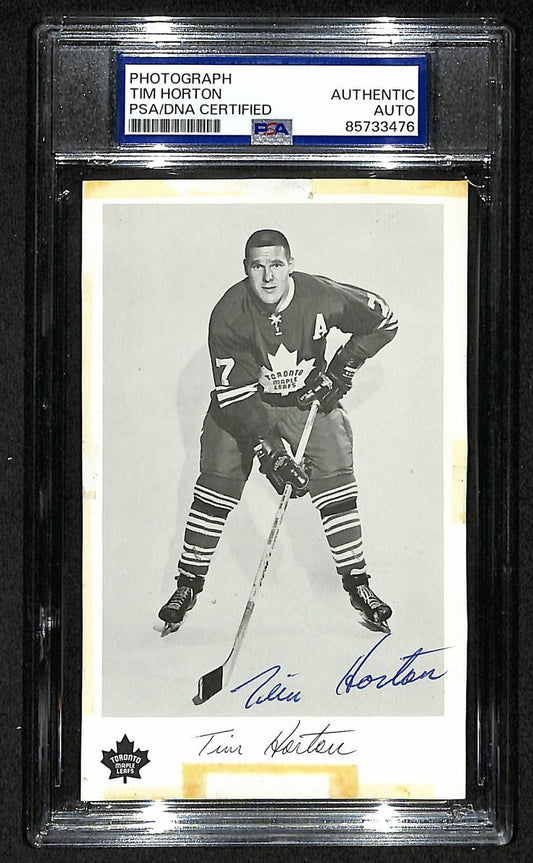 Tim Horton HOF Signed/Auto 5.5x3.5 Team Issued Postcard 1960's PSA/DNA 205862