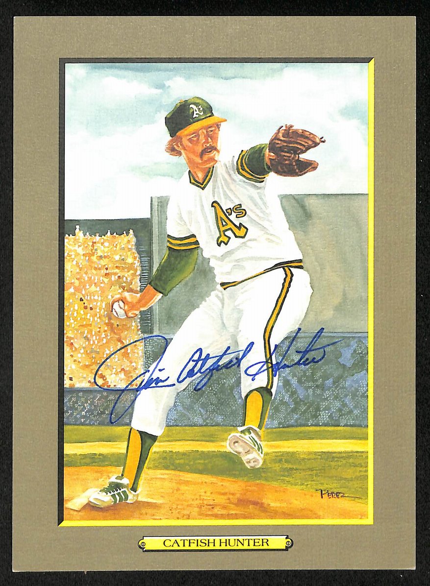Catfish Hunter HOF Signed/Auto 1990 Perez Steele Great Moments #62 Card JSA