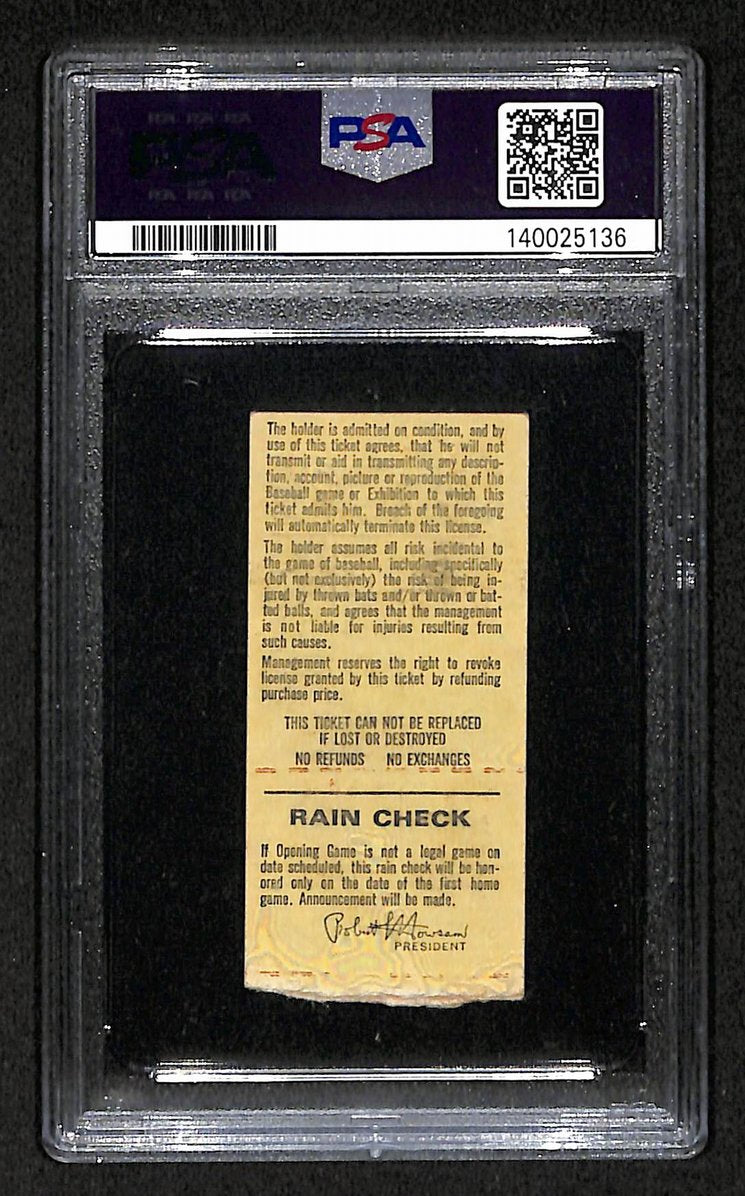 Hank Aaron Hits HR #714 1974 Ticket Stub Braves vs. Reds PSA/DNA VG-3 205889