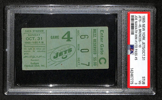 Joe Namath HOF New York Jets 1st Win 1965 Ticket Stub PSA/DNA VG-3 205893