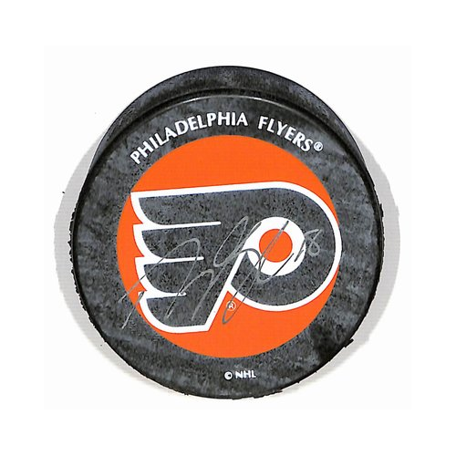 Daymond Langkow Philadelphia Flyers Autographed/Signed Hockey Puck BA187874