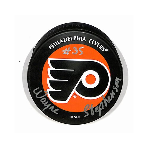 Wayne Stephenson Philadelphia Flyers Autographed/Signed Hockey Puck BA187875