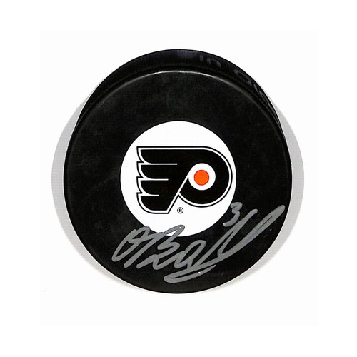 Oskars Bartulis Philadelphia Flyers Autographed/Signed Hockey Puck BA187895