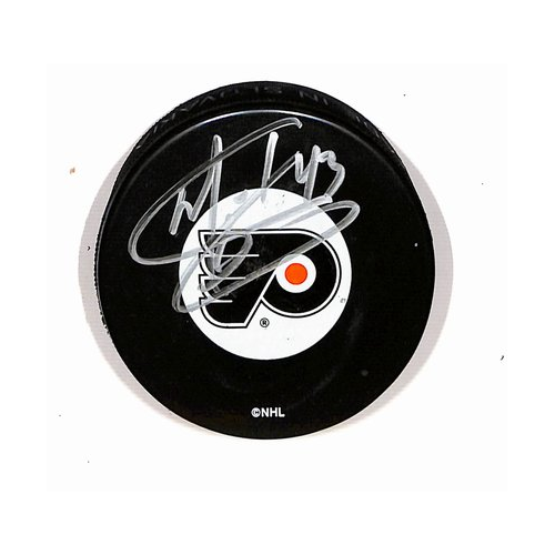 Martin Biron Philadelphia Flyers Autographed/Signed Hockey Puck BA187910