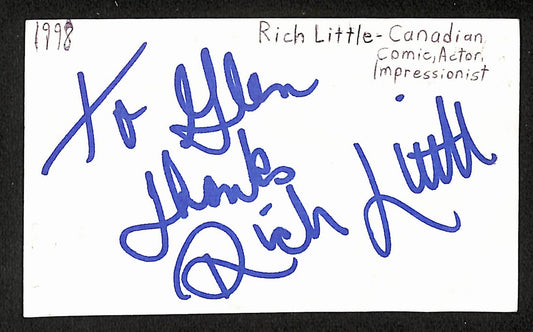 Rich Little Signed/Autographed 3x5 Index Card Comedian JSA BA205468